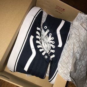 Navy blue hightop Vans
